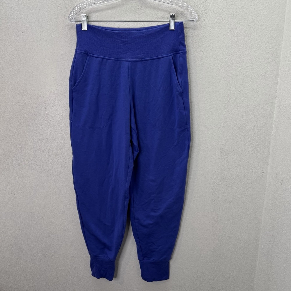 Athleta Coaster Luxe High Rise Jogger Pants Purple Blue SZ S Lounge Fleece Lined